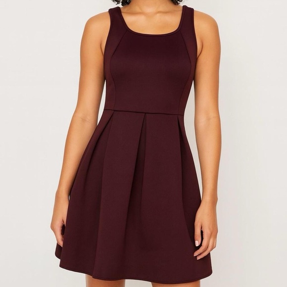 Express Dresses & Skirts - Express Plum Skater Dress with Crisscross Cut-Out Back – Size 8